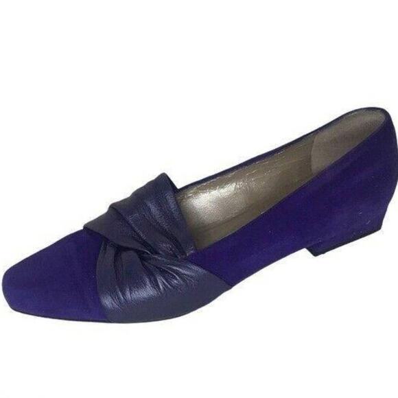 Via Garda Purple Leather Slip-On Loafers Made in Italy Size 7 - Picture 2 of 9